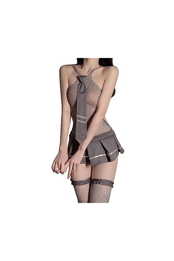 sous-vêtements Femme Dentelle Halter Mini Robe Filet de pêche Dentelle poupée sous-vêtements sous-vêtements Pyjama en Tulle P