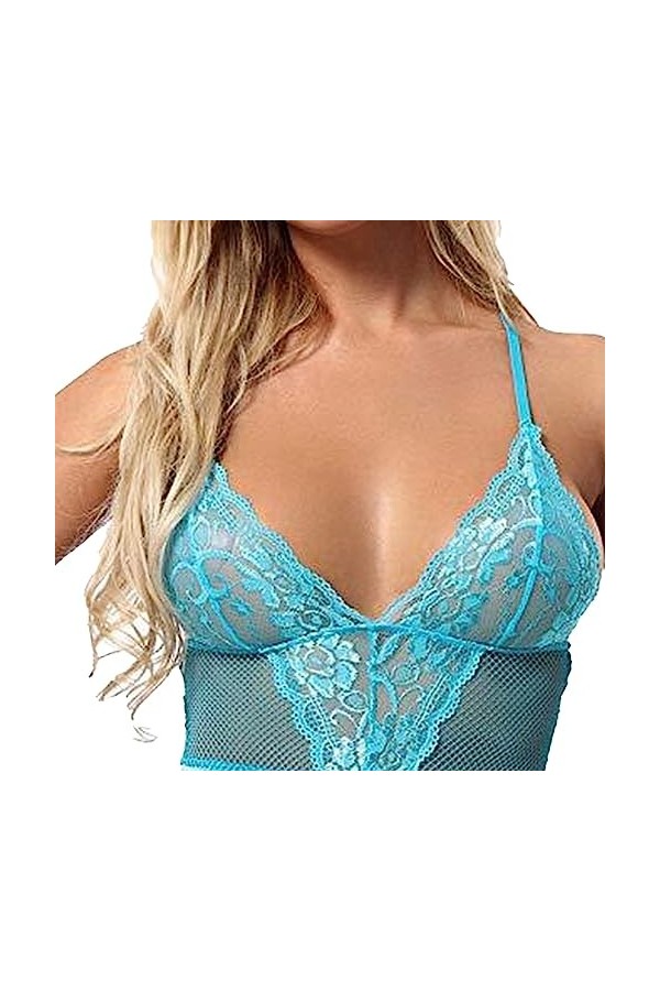 sous-vêtements Tout-en-Un en Dentelle Florale pour Femmes Collants en Dentelle col V Teddy Lingerie sous-vêtements Combinaiso