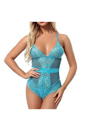 Femmes Fleur Dentelle Tout -en -Un sous-vêtements col V Dentelle Collants Teddy sous-vêtements Creux Collants poupées sous-vê