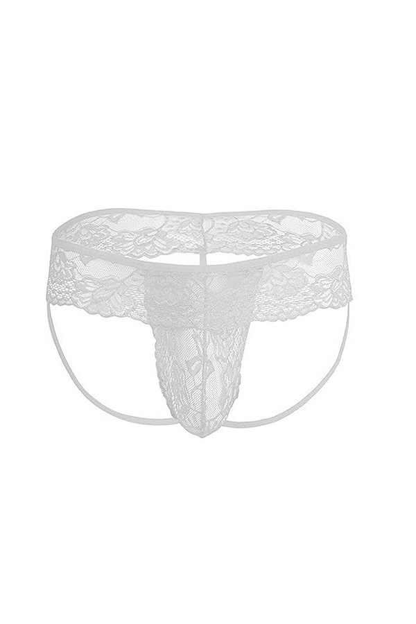 Générique Mens Panty Transparent Dentelle Garniture Sexy sous - vêtements Floral Mesh Sissy Dentelle Panty Transparent Bikini