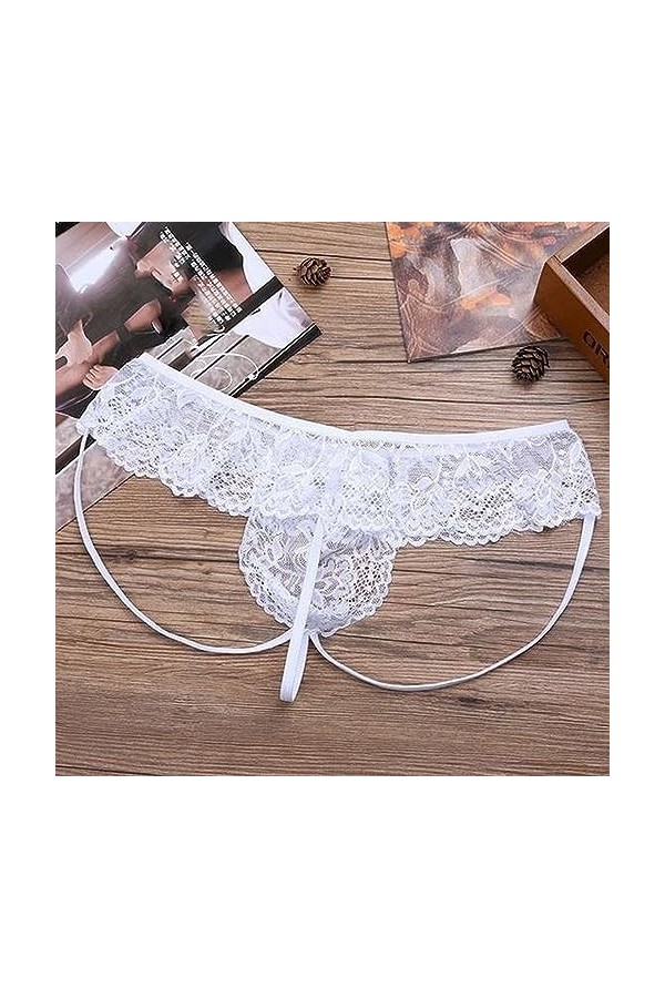 Générique Mens Panty Transparent Dentelle Garniture Sexy sous - vêtements Floral Mesh Sissy Dentelle Panty Transparent Bikini