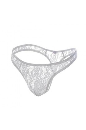 Générique Hommes Sexy Triangle Dentelle Transparent Lingerie Sissy Pouch Culotte Mesh Transparent Dentelle String Bikini Bla
