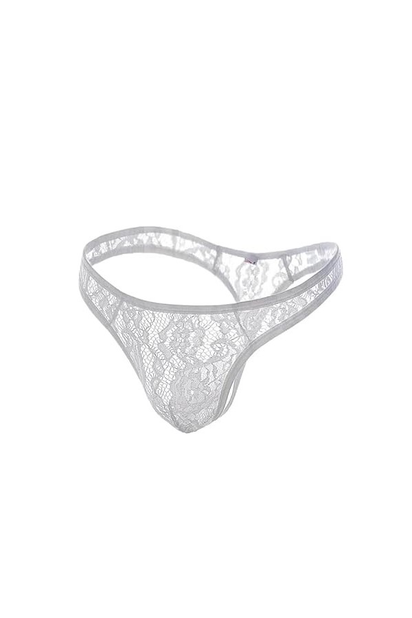 Générique Hommes Sexy Triangle Dentelle Transparent Lingerie Sissy Pouch Culotte Mesh Transparent Dentelle String Bikini Bla