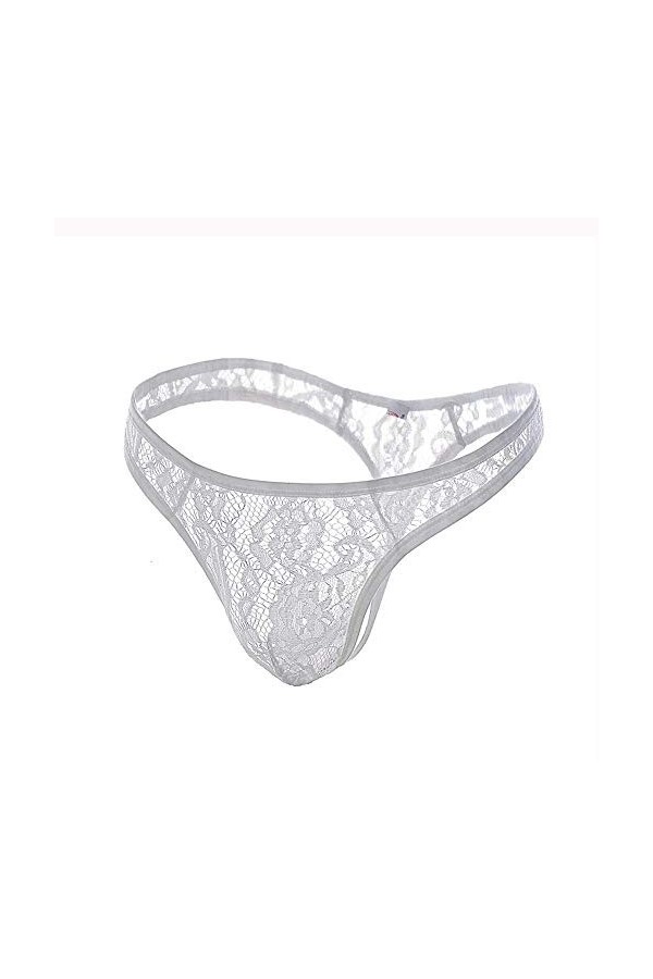 Générique Hommes Sexy Triangle Dentelle Transparent Lingerie Sissy Pouch Culotte Mesh Transparent Dentelle String Bikini Bla