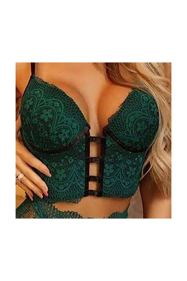 Ensemble Soutien-Gorge et Culotte Femme sous-vêtements Body Taille Haute avec Sangle poupées Floral Dentelle Lingerie Comfort