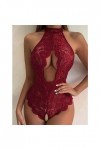 ZDJSWJ Femmes Une Seule pièce à Lacets sous-vêtements Deep V-Neck Top sans Manches Collants Dentelle Plus Taille poupée sous-