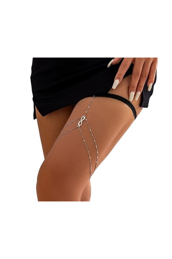 Ranuw Chaîne Cuisse Simple À Plusieurs Couches Chaîne Jambe Élastique Antidérapante Accessoires Jambe Boîte Nuit Bord Mer Dé