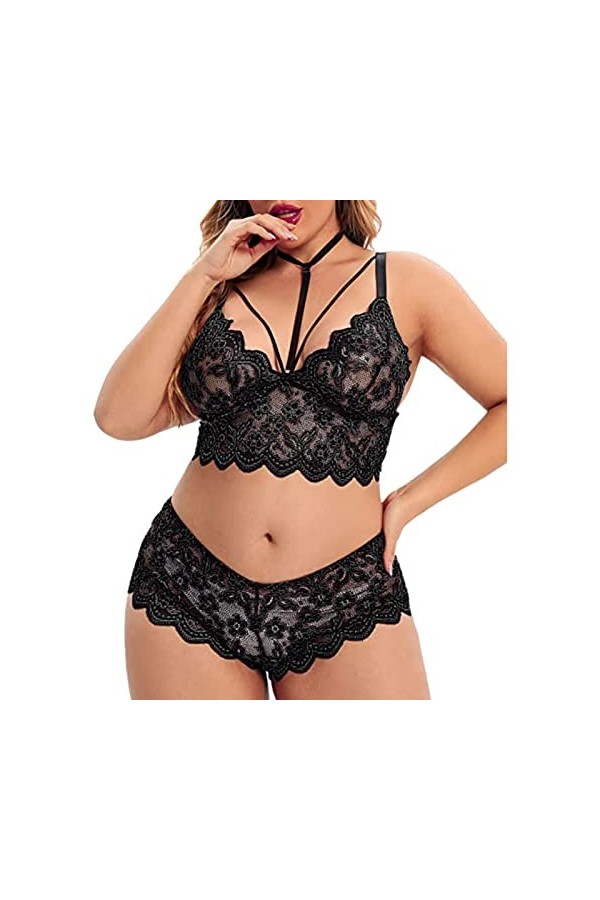 Ensemble Lingerie Femme 2 Pieces Sexy De Push-Up Dentelle sous-Vêtements De Seduction Dentelle Soutien-Gorge Sexy Et Culotte 