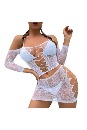 Lingerie Sexy Femme Coquine Hot Grande Taille Dentelle Porte Jarretelles Ensemble de Soutien-Gorge et de Culottes Sexy à Bret