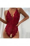 Hasagimol Lingerie Sexy Femme Coquine Hot Grande Taille One-Piece Deep V Dos Nu Réglable Teddy Sous-VêTement Dentelle Babydol