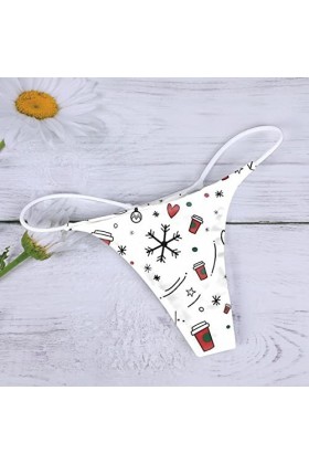 Briskorry String Femme T Back Taille Basse Culotte Coton sous-vêtements sans Couture Sexy G String Bikini String Menstruelle 