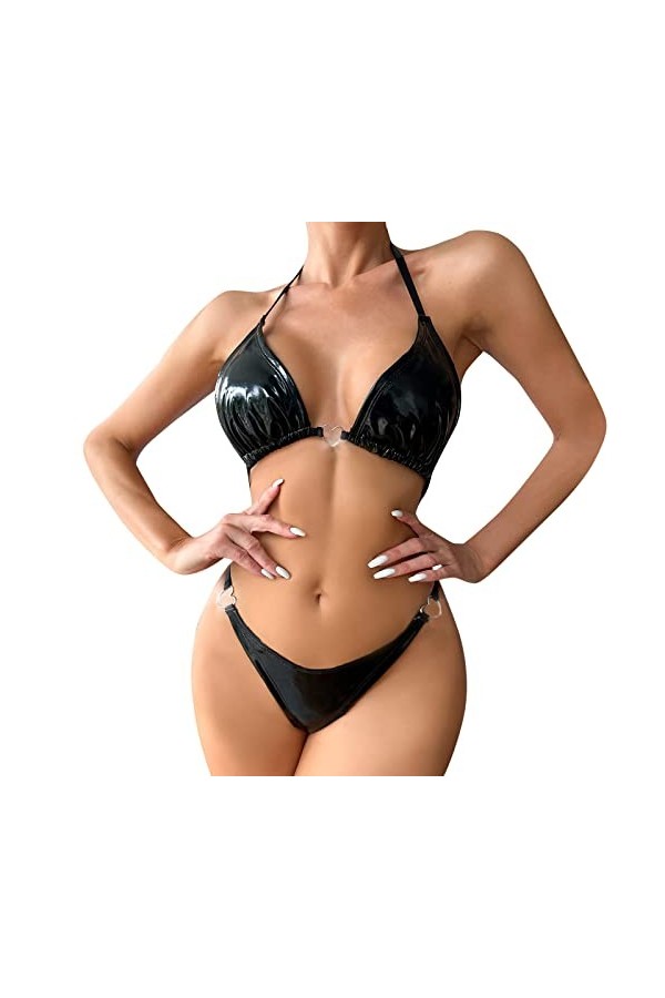 Générique Nuisette Sexy Femme Transparent Femmes Noël Sexy Chemises de Nuit Col en V Dentelle Garniture Body Vêtements de Nui