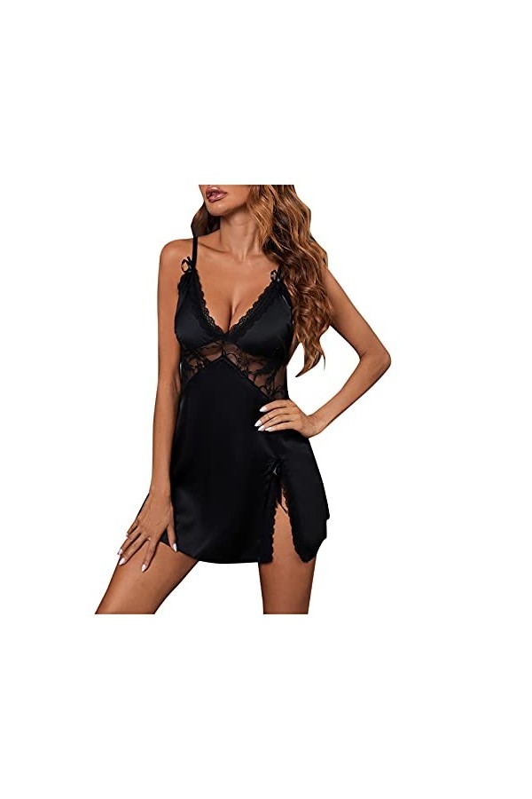 CUTeFiorino Lingerie avec nœud et nœud pour sous-vêtements - En acier - Sexy, Noir , XXL