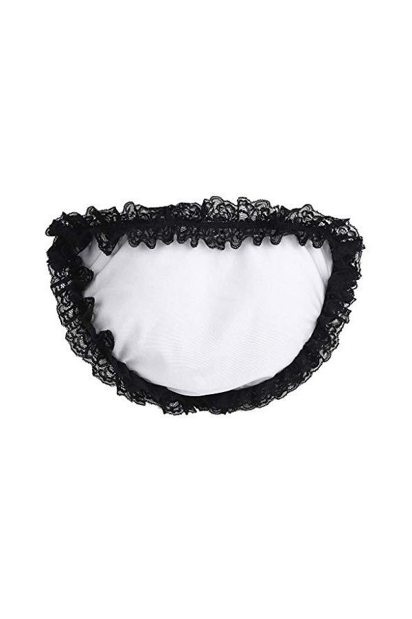 BIISDOST Hommes Briefs Briefs sous-vêtements Satin Dentelle Bow Thong Culotte Culotte Slip Lingerie Homme Sexy Coquin White,