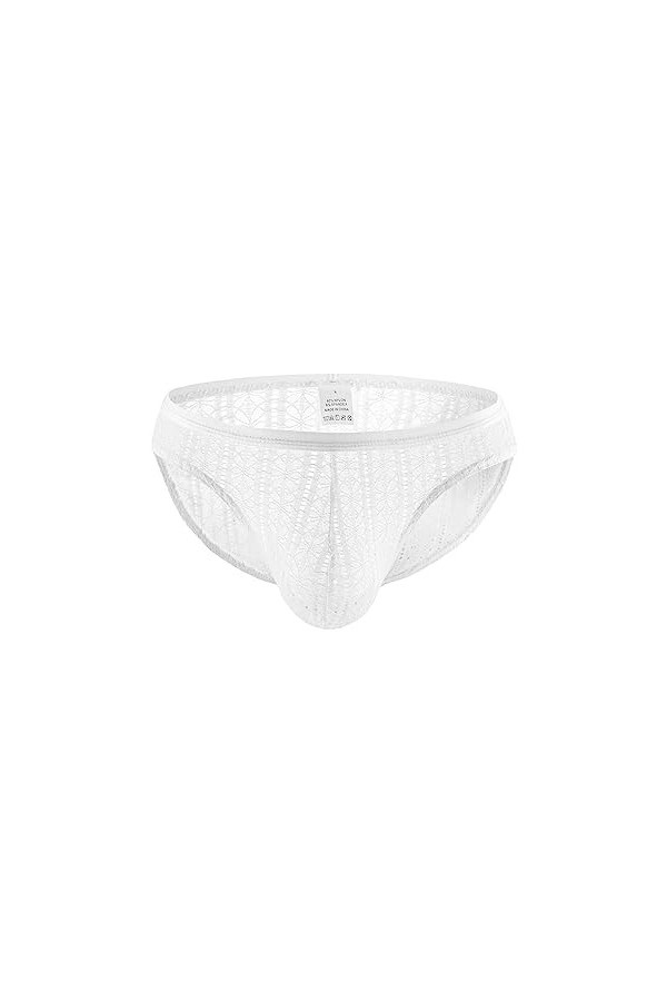 Slip de Bikini Sexy pour Homme sous-vêtement Culotte en Dentelle Taille Basse Sexy Homme Noir Et Blanc White, M 