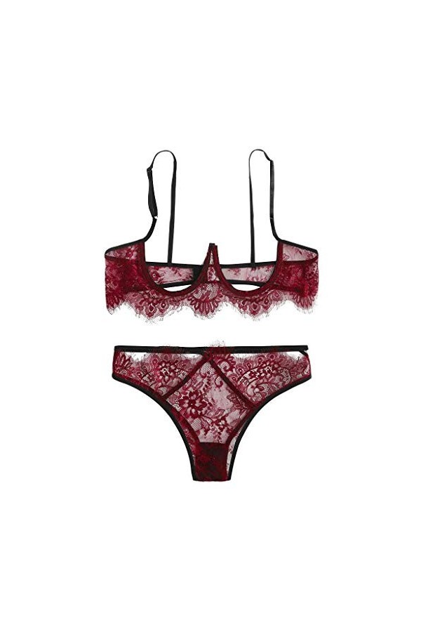 IKFIVQD Lingerie sexy en dentelle pour femme - Sous-vêtements de nuit - Sous-vêtements de nuit - Lingerie tendance - Pyjama s