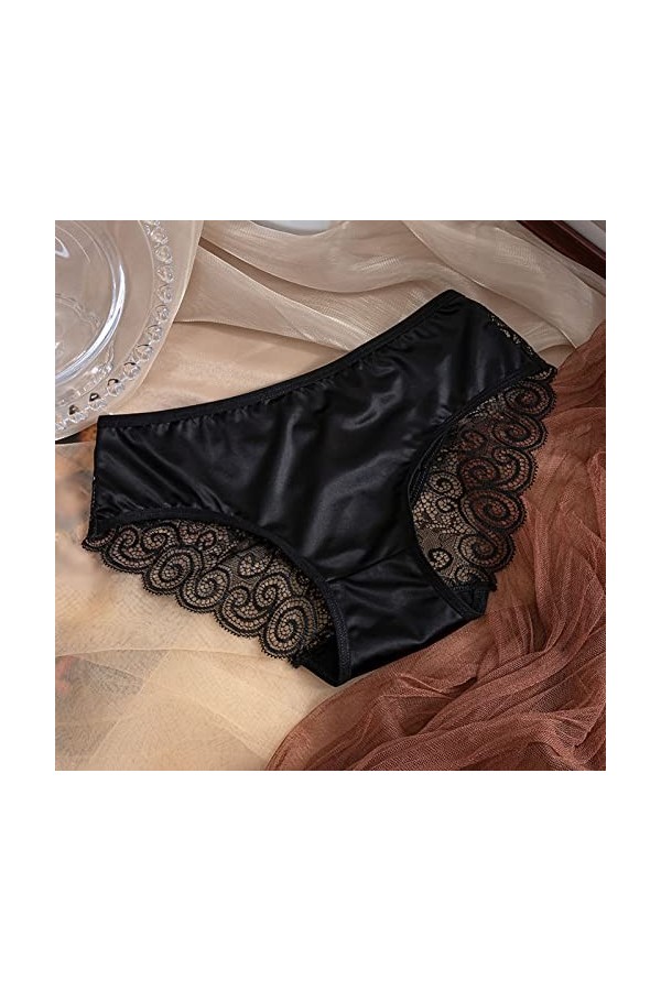 Générique Culotte Invisible Femme sans Couture Strings Dentelle et Satin Sensuelle Culotte Taille Haute Strings Et Tangas Nui
