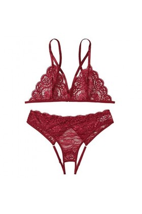 Vêtements De Nuit Femme Sexy Ensemble Soutien Gorge et String Erotique sous-Vetements 2 Pièce Lingerie Sexy Ensemble Dentelle