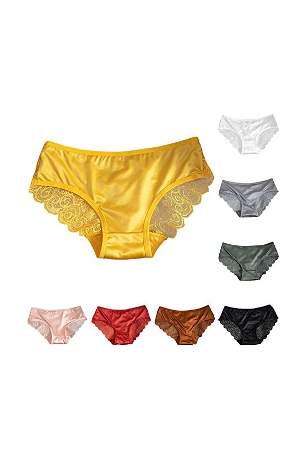 Générique Culotte Invisible Femme sans Couture Strings Dentelle et Satin Sensuelle Culotte Taille Haute Strings Et Tangas Nui