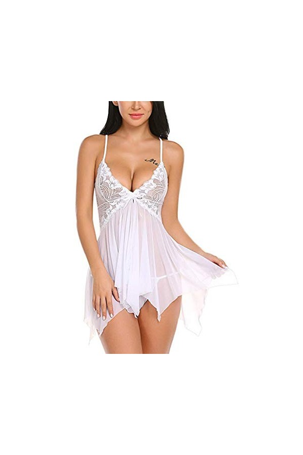 Générique Chemises De Nuit Sexy Femme sous-VêTements Amusants pour Femme Sexy Dentelle Maille Voir à Travers Les sous-VêTemen