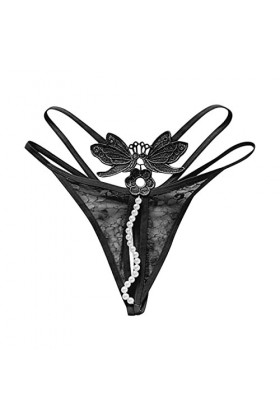 Ncenglings Menstruelle Couleur Culotte en Dentelle pour Femmes Massage perlé String Sexy Transparent Entrejambe Ouvert Ensemb