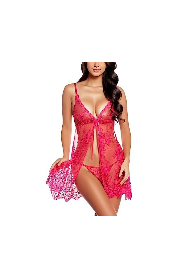 Y20K Style Cadeaux Femmes Sexy Sous-vêtements Vêtements de nuit Chemise de nuit Lingerie Cils Dentelle Bio Pyjama de Noël Fem