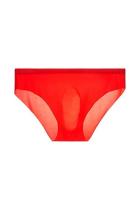 BIISDOST Slips 3D Culottes pour Hommes Une pièce Respirable sans Soudure sous-vêtements en Soie de Glace Ouvert Sexy Red, XX