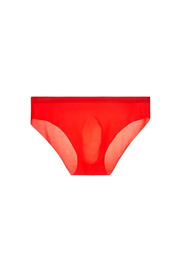 BIISDOST Slips 3D Culottes pour Hommes Une pièce Respirable sans Soudure sous-vêtements en Soie de Glace Ouvert Sexy Red, XX