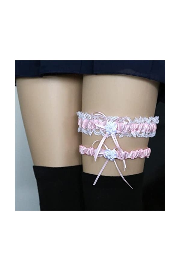 Anneau de fête en dentelle Jarretière Jeté de jambe pour mariage femme mariée élastique Costume de joueur de football rose, 