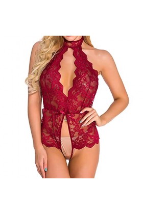 FGUUTYM Lingerie Femme Sexy Jeu de Rôle Lingerie Sexy Femmes Costumes Rouge Plaid Lingerie Body Point Lingerie Rouge, S 