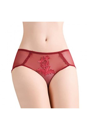 ADMAY 2023 New y2.k Style Lingerie Femmes Taille Moyenne Sexy Tentation Maille Culotte brodée sans Couture Dentelle Garniture
