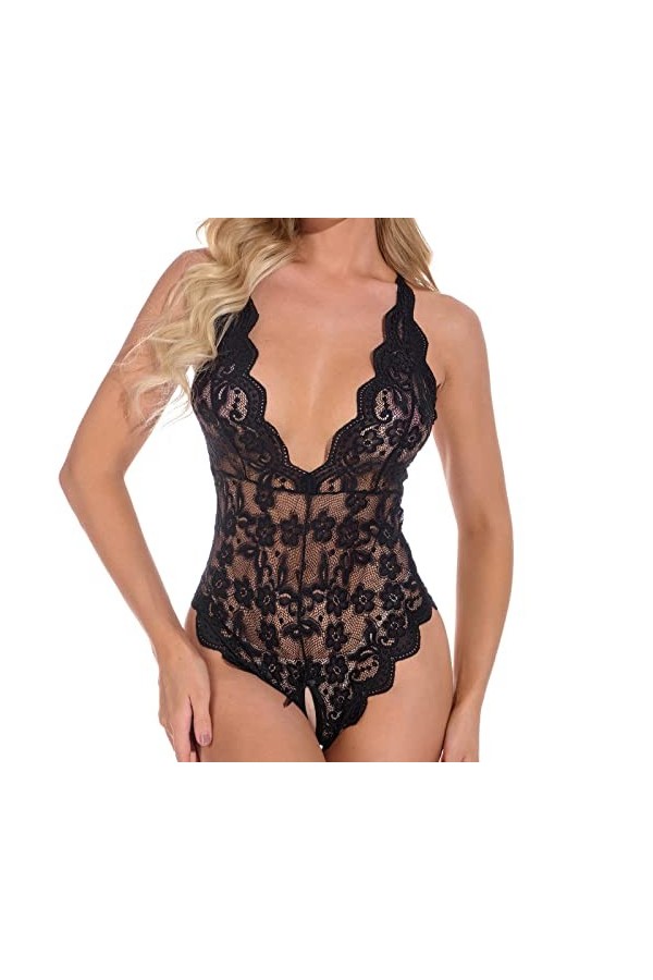 liaddkv Ensemble de lingerie sexy avec nœud papillon pour femme - Lune de miel - Saint-Valentin - Lingerie sexy - Grande tail