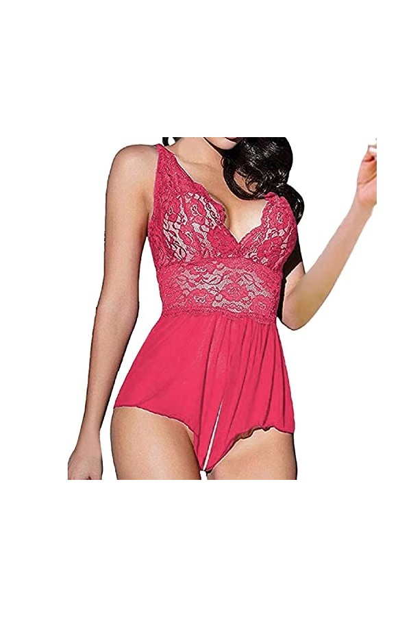 liaddkv Femmes Mode Bobysuit Lingerie Jeu de Rôle Lingerie Sexy Femmes Costumes Rouge Plaid Lingerie Sous-Vêtements Femme Lin