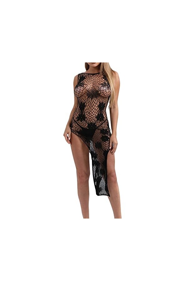 liaddkv Body en dentelle - Lingerie sexy - Jacquard - Jupe de hanche - Filet - Costumes pour femme - Rouge - Avec jarretelles