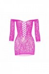 liaddkv W531 Sexy Wrap Hip Rock Open Cut Manteau en maille à manches longues pour femme Costume sexy Rose vif Taille unique