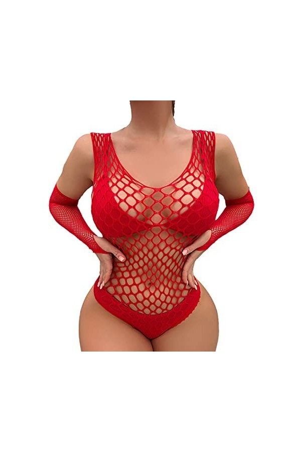 liaddkv Sexy résille Sexy Robe Femme Sexy Sous-Vêtements Robe Couleur Pure Mesh Bikini Sexy Femme Sous-Vêtements Gants Inclus