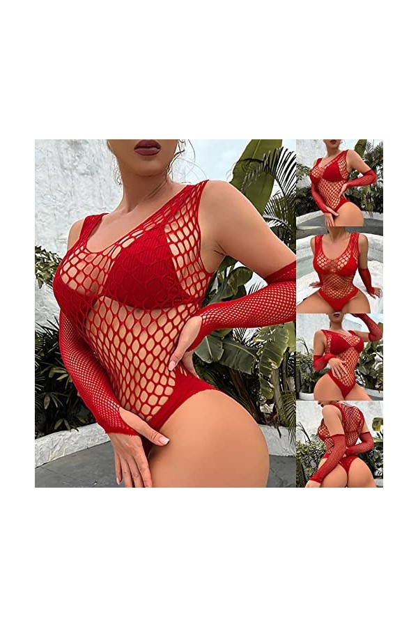 liaddkv Sexy résille Sexy Robe Femme Sexy Sous-Vêtements Robe Couleur Pure Mesh Bikini Sexy Femme Sous-Vêtements Gants Inclus