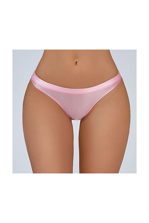 liaddkv Culotte pour femme soyeuse et brillante Taille basse Transparent Sexy Sous-vêtements Sexy Lingerie Grande Taille Roug