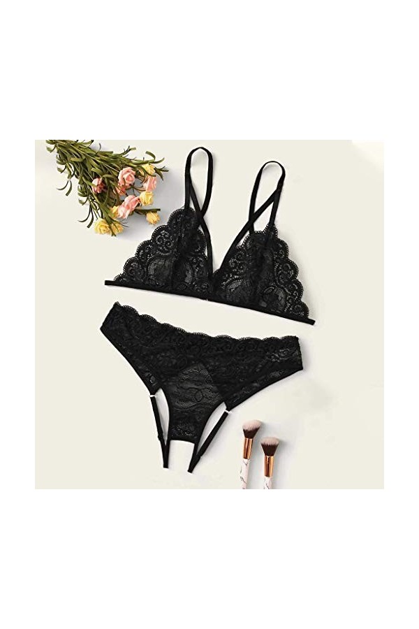 Lingerie Femme Sexy Ensemble Homme Sexy Hot y29k Ensemble de sous-vêtements Noir Bra + Thong Women Plus Lingerie Taille Dente