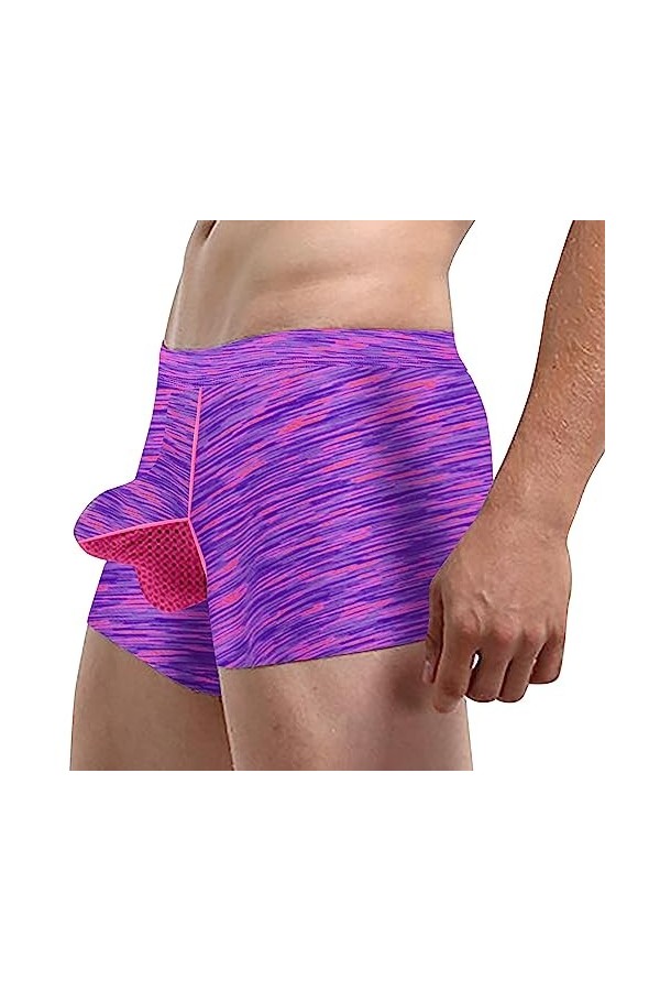 Générique Lingerie Homme Sexy Hot Boxers pour Hommes High Slit Respirant Mesh Boxers Large Size Striped Comfy Boxers Flat Pan