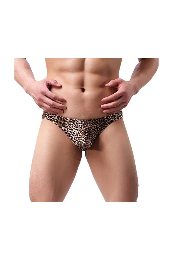 Lingerie Homme Sexy Hot Sexy Leopard-Print sous-vêtements Sexy Low-Waist -Profil Hommes sous-vêtements pour Hommes Ensemble P