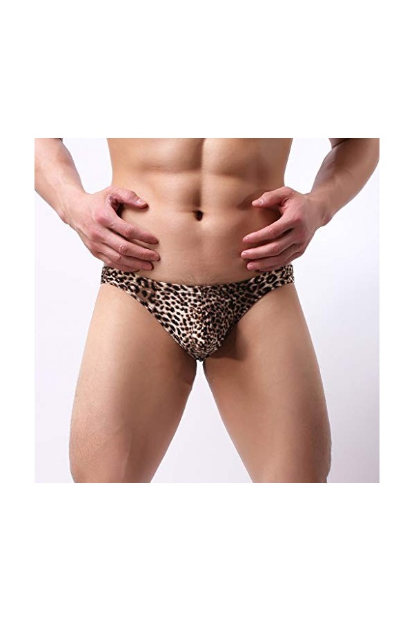 Lingerie Homme Sexy Hot Sexy Leopard-Print sous-vêtements Sexy Low-Waist -Profil Hommes sous-vêtements pour Hommes Ensemble P