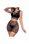Youyu77 Sexy Lingerie Homme Femmes évider Deux pièces résille Plage Manteau Hanche Jupe Sexy Lingerie Lingerie Variance Blac