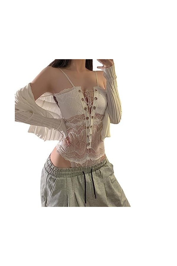 ZDJSWJ sous-vêtements Deep V Halter pour Femme Leggings à Lacets Bindings sous-vêtements Tout-en-Un Pyjama à Dos Nu pour poup