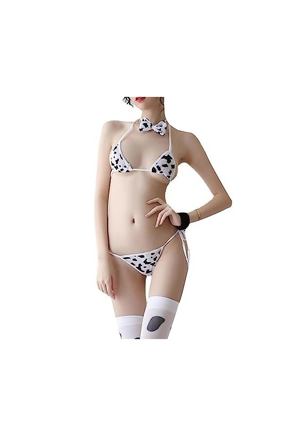 ZDJSWJ Femmes Denim imprimé sous-vêtements Ensemble Cravate Soutien-Gorge et Culotte Ensemble sous-vêtements Bikini sous-vête