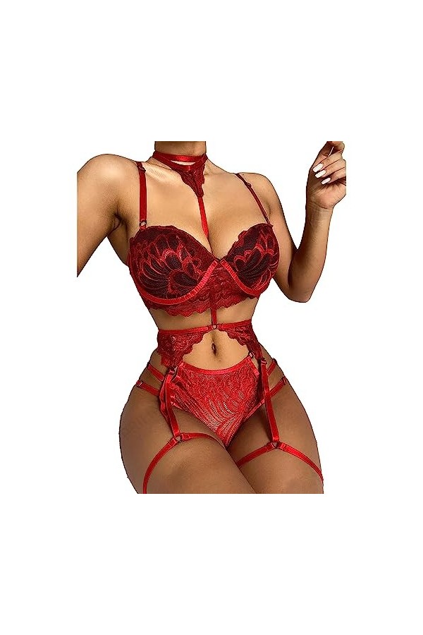 ZDJSWJ Ensemble de sous - vêtements Sling pour Femmes Soutien - Gorge Porte - poupée et Culotte Ensemble Lingerie Garter Jupe