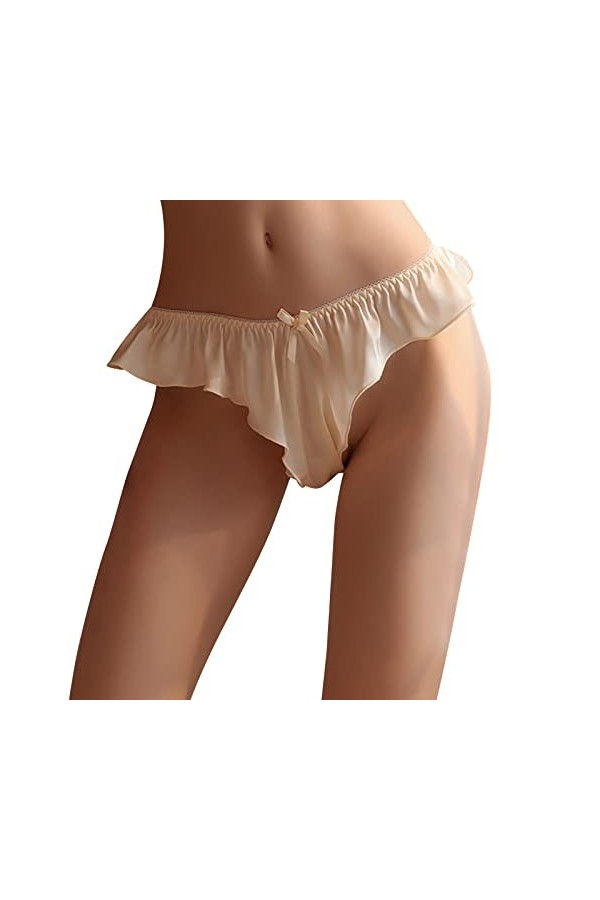 Culotte Dentelle Sexy pour Femme String Ficelle pour Femme sous-vêtements Sexy Col V Profond Micro String Culottes et Slips T