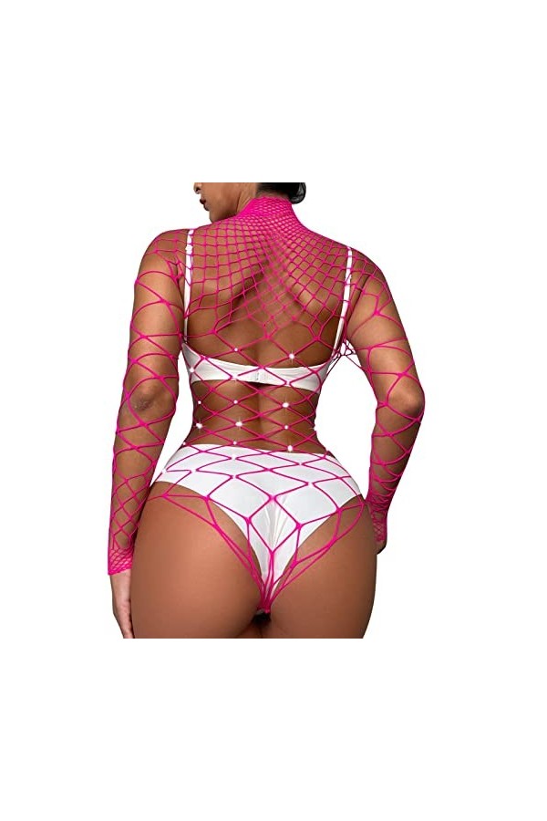 Lingerie Femme Sexy Ensemble Homme Sexy Hot y28.k Ladies Sparkly Lace Collar Sexy Underwear Long Sleeve Mesh Body Suit Taille
