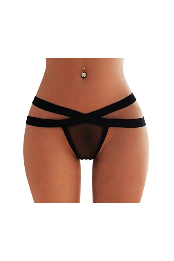 Culotte Femme Tanga String en Coton Slips Shorty Femmes Sexy Lingerie G-String Mesh Briefs sous-Vêtements Culottes T String S