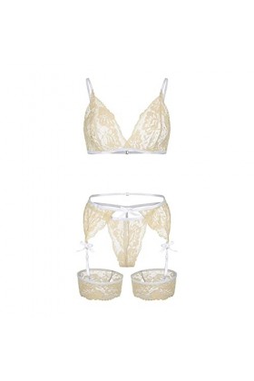 TDEOK Top transparent pour femme sexy qui fait ses courses quotidiennes porte corsage lingerie sexy, beige, L